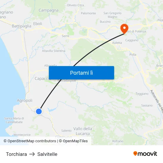 Torchiara to Salvitelle map