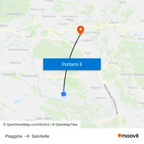Piaggine to Salvitelle map