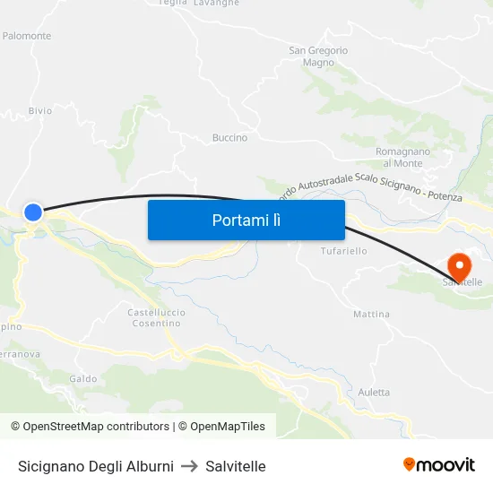 Sicignano Degli Alburni to Salvitelle map
