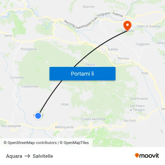 Aquara to Salvitelle map