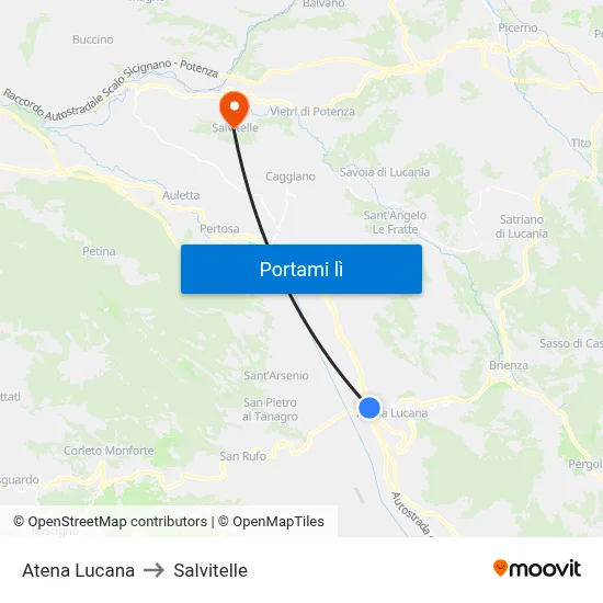 Atena Lucana to Salvitelle map