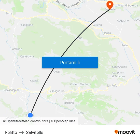 Felitto to Salvitelle map