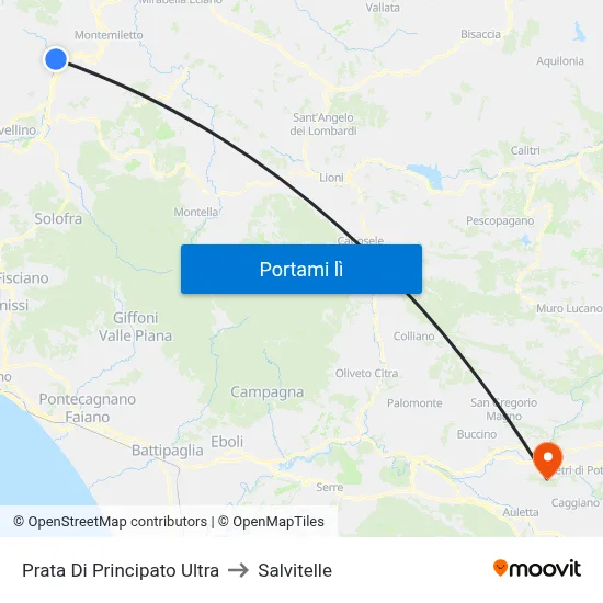 Prata Di Principato Ultra to Salvitelle map