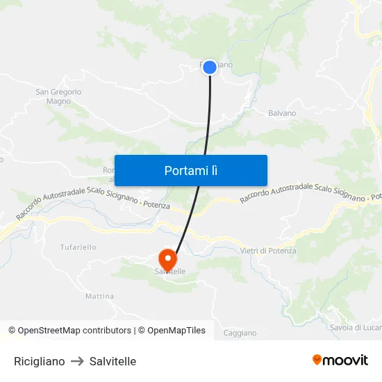 Ricigliano to Salvitelle map