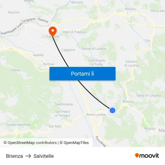Brienza to Salvitelle map