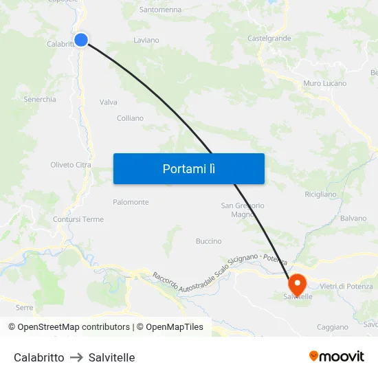Calabritto to Salvitelle map