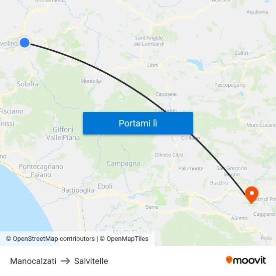Manocalzati to Salvitelle map