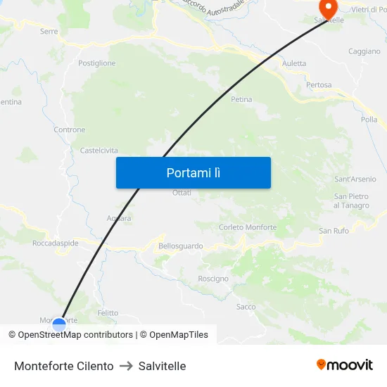 Monteforte Cilento to Salvitelle map
