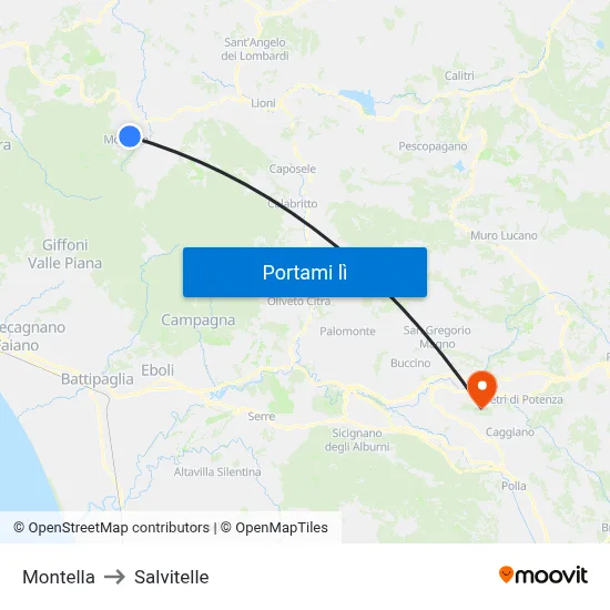 Montella to Salvitelle map