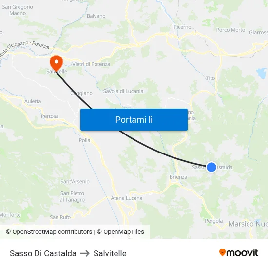 Sasso Di Castalda to Salvitelle map