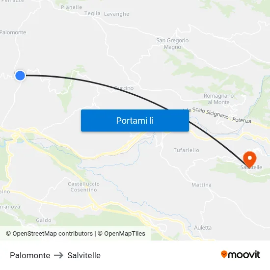 Palomonte to Salvitelle map