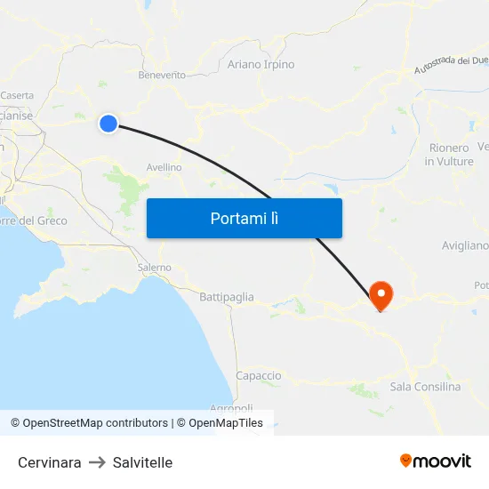 Cervinara to Salvitelle map