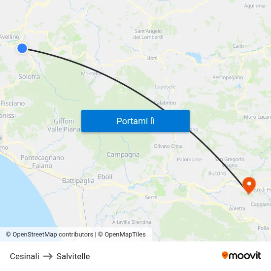 Cesinali to Salvitelle map