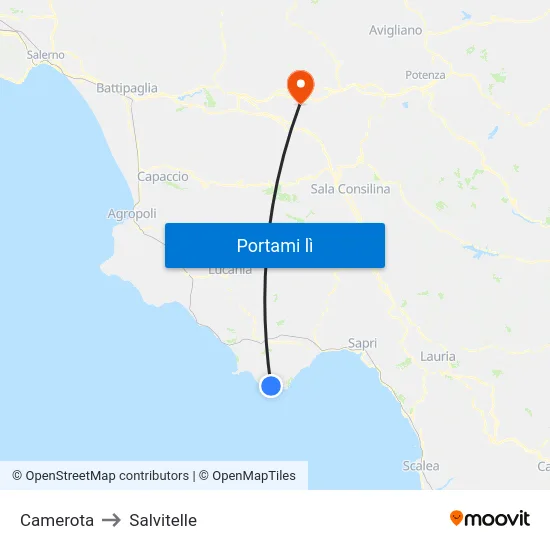 Camerota to Salvitelle map
