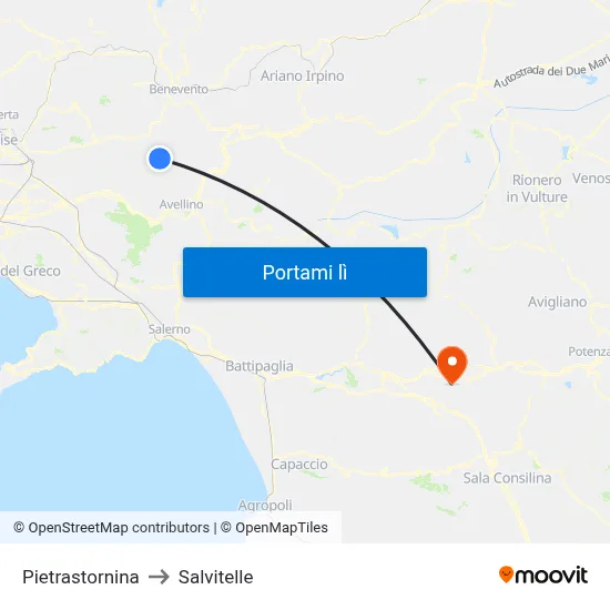 Pietrastornina to Salvitelle map