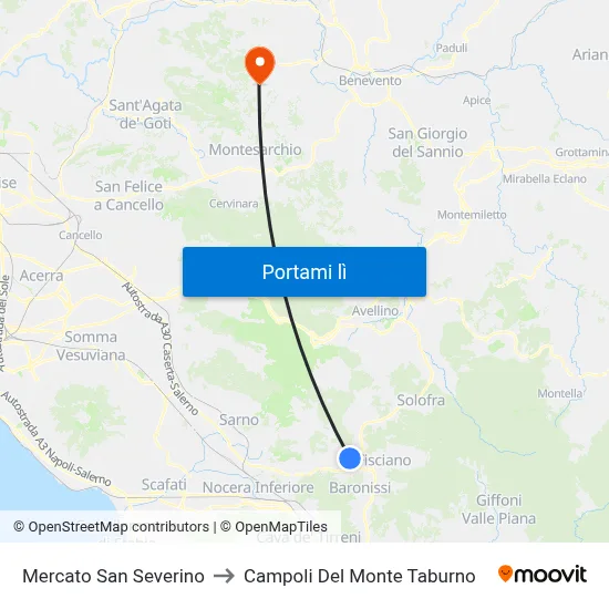 Mercato San Severino to Campoli Del Monte Taburno map