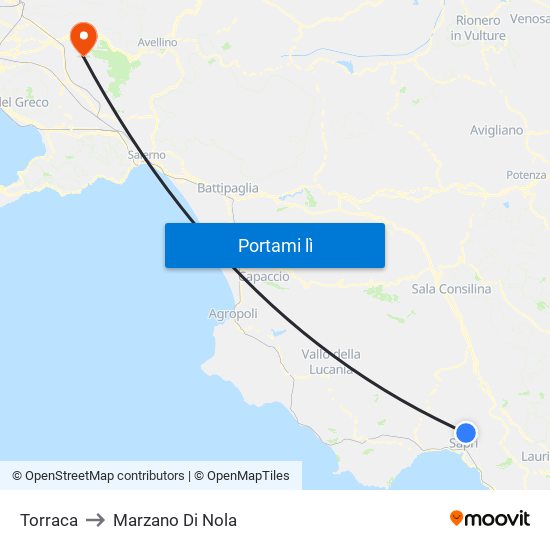 Torraca to Marzano Di Nola map