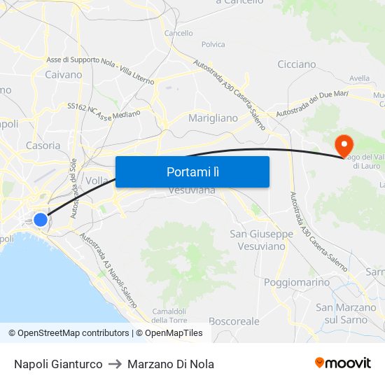 Napoli Gianturco to Marzano Di Nola map