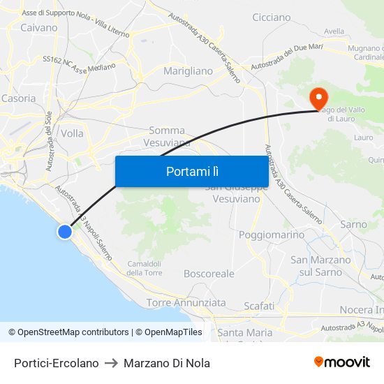 Portici-Ercolano to Marzano Di Nola map