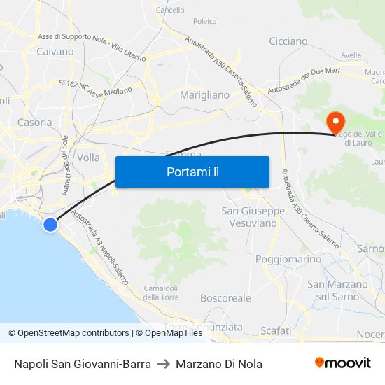 Napoli San Giovanni-Barra to Marzano Di Nola map