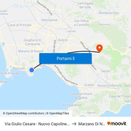 Via Giulio Cesare - Nuovo Capolinea Ctp to Marzano Di Nola map