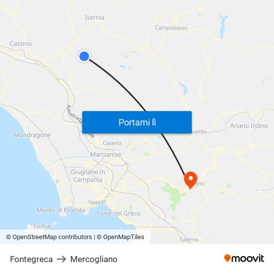 Fontegreca to Mercogliano map