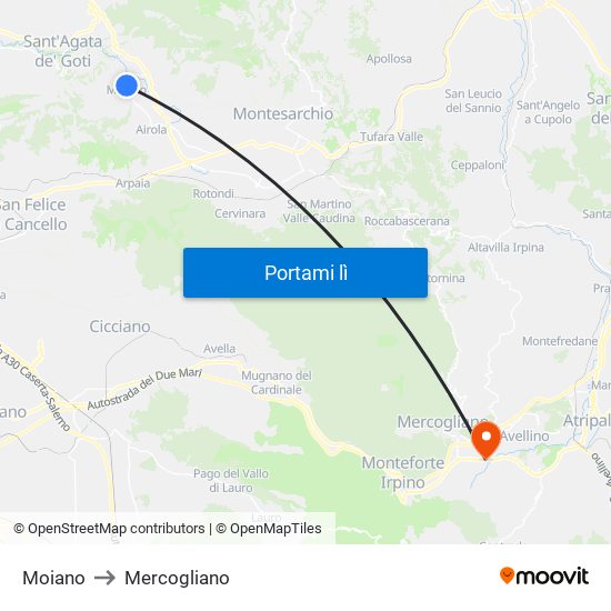 Moiano to Mercogliano map