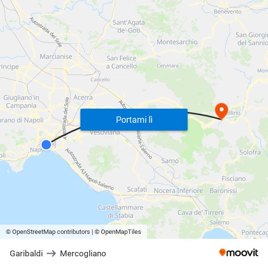 Garibaldi to Mercogliano map