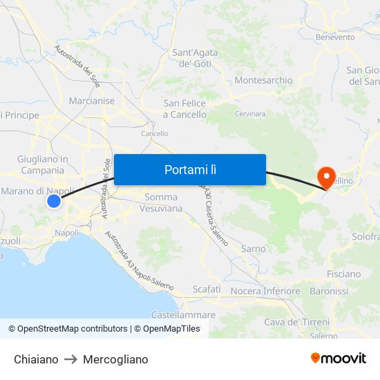 Chiaiano to Mercogliano map