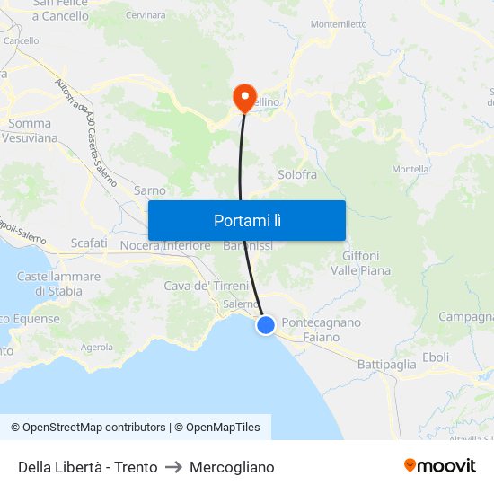 Della Libertà - Trento to Mercogliano map