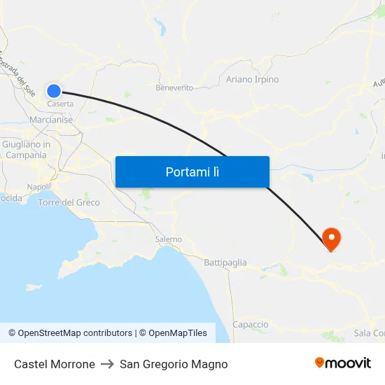 Castel Morrone to San Gregorio Magno map