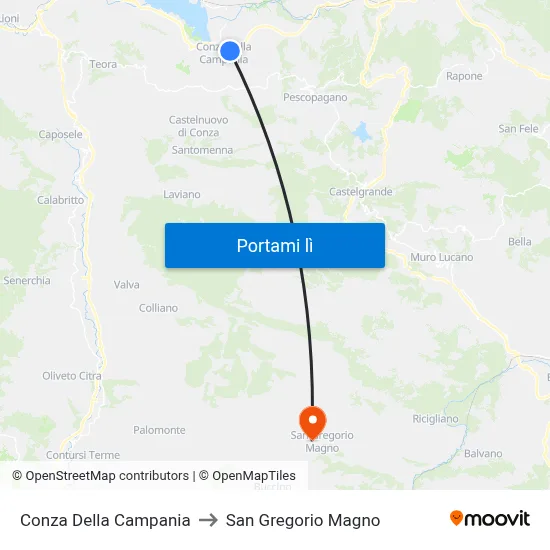 Conza Della Campania to San Gregorio Magno map