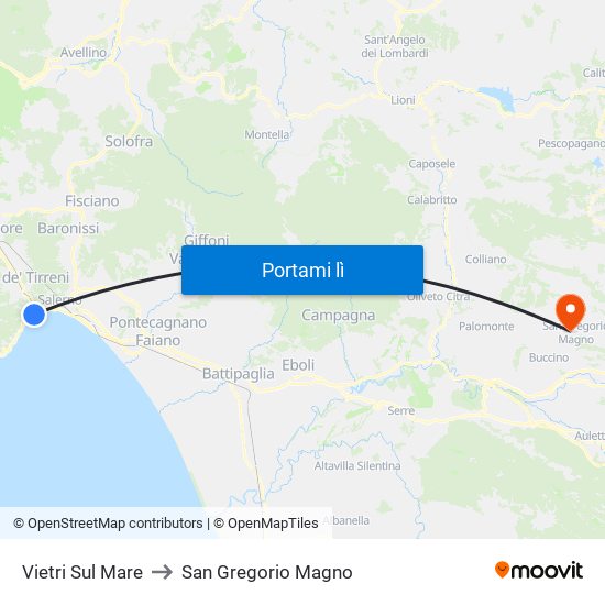 Vietri Sul Mare to San Gregorio Magno map