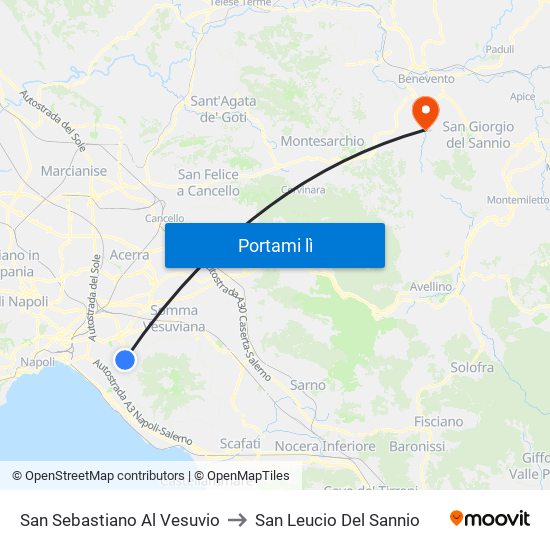 San Sebastiano Al Vesuvio to San Leucio Del Sannio map