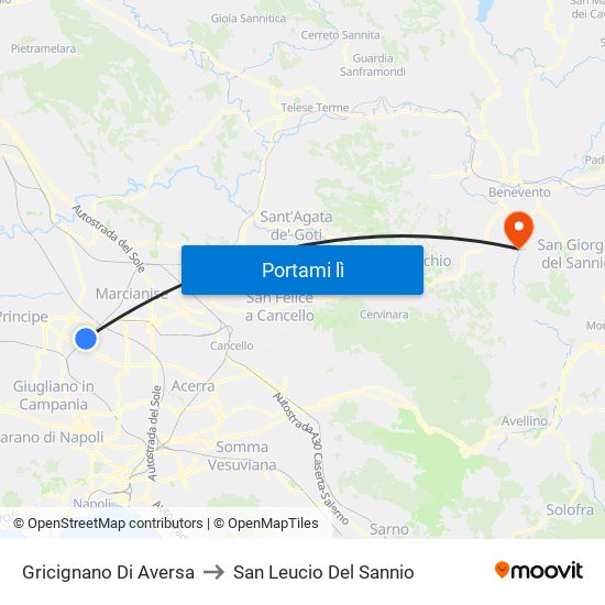 Gricignano Di Aversa to San Leucio Del Sannio map