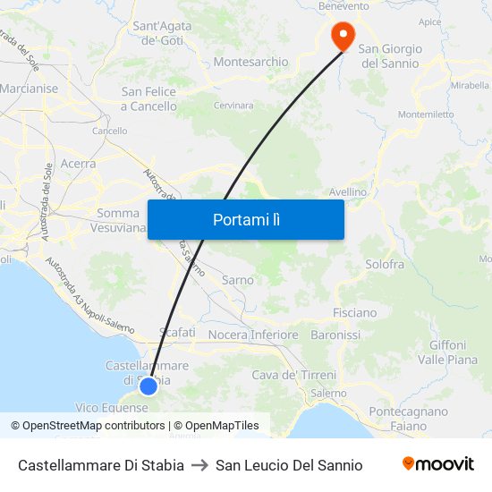 Castellammare Di Stabia to San Leucio Del Sannio map