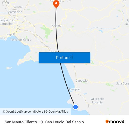 San Mauro Cilento to San Leucio Del Sannio map