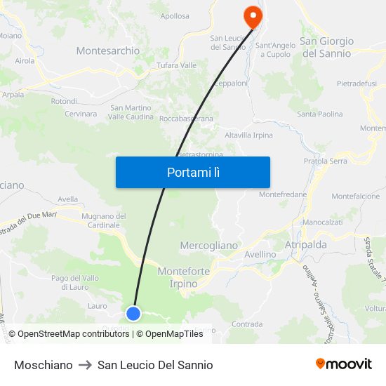 Moschiano to San Leucio Del Sannio map