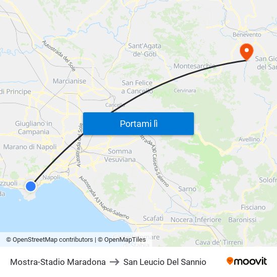 Mostra-Stadio Maradona to San Leucio Del Sannio map