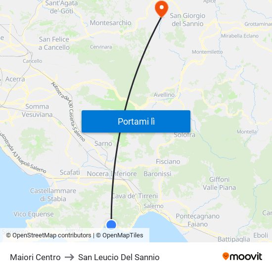 Maiori Centro to San Leucio Del Sannio map