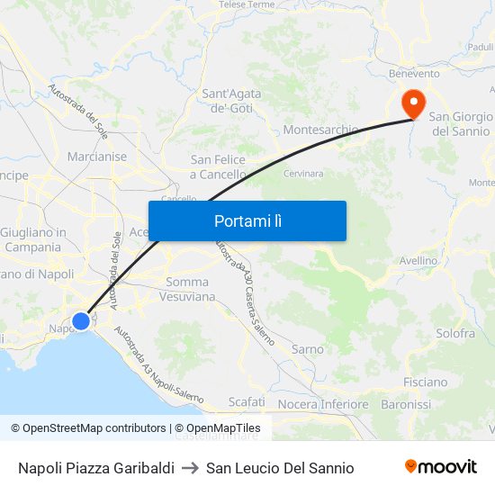 Napoli Piazza Garibaldi to San Leucio Del Sannio map