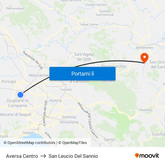 Aversa Centro to San Leucio Del Sannio map