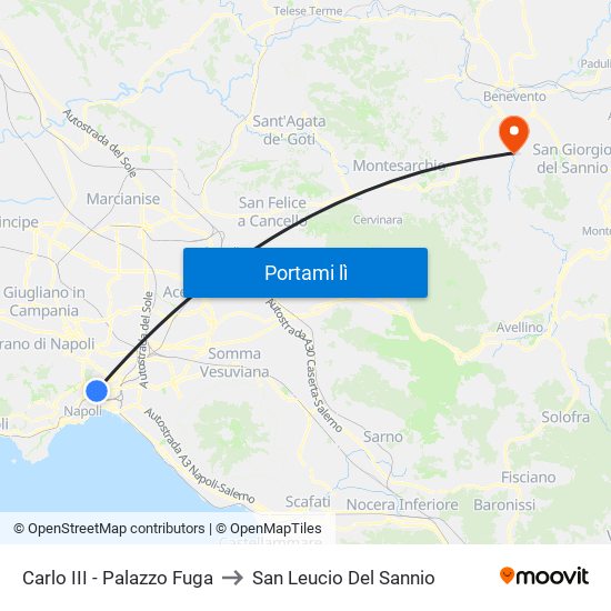 Carlo III - Palazzo Fuga to San Leucio Del Sannio map