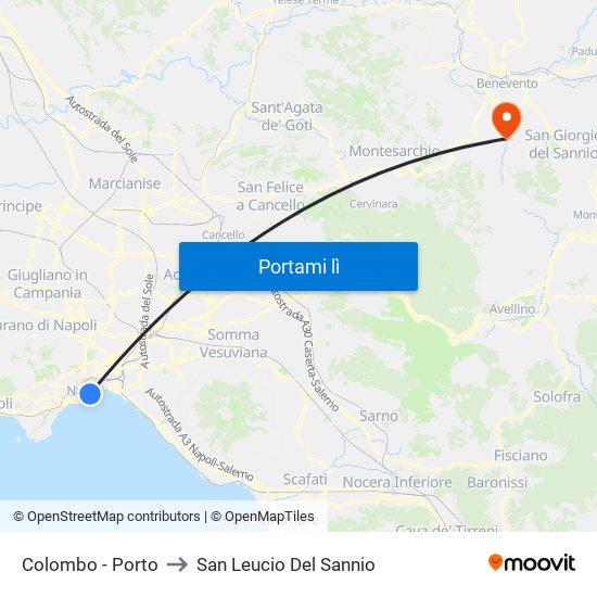 Colombo - Porto to San Leucio Del Sannio map