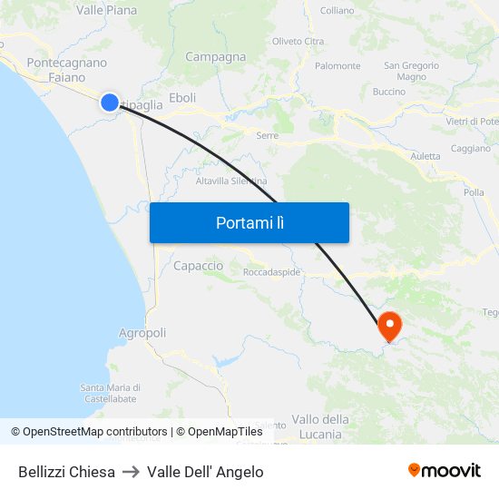 Bellizzi Chiesa to Valle Dell' Angelo map
