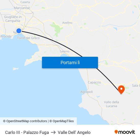 Carlo III - Palazzo Fuga to Valle Dell' Angelo map