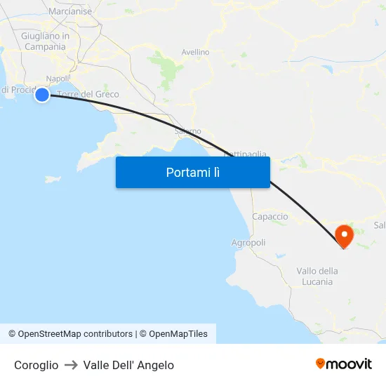 Coroglio to Valle Dell' Angelo map