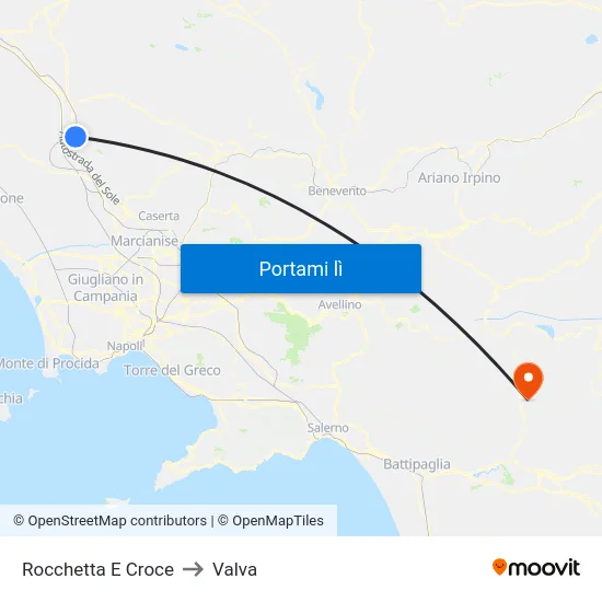 Rocchetta E Croce to Valva map