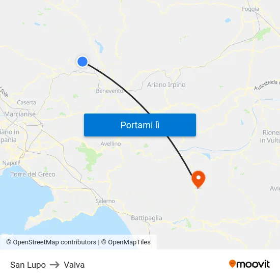 San Lupo to Valva map