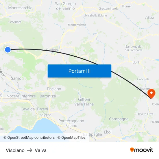 Visciano to Valva map